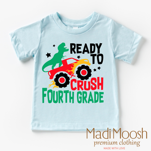 I'm Ready To Crush 4th Grade Dinosaur Monster Truck Shirt - Back To School Tee