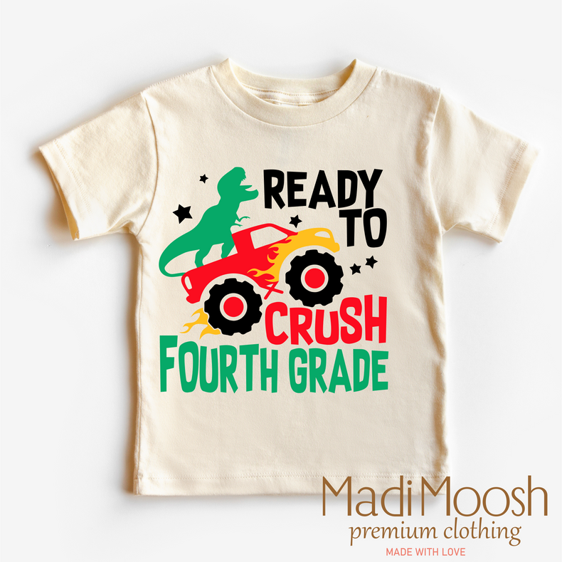 I'm Ready To Crush 4th Grade Dinosaur Monster Truck Shirt - Back To School Tee