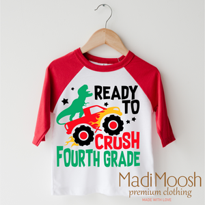 I'm Ready To Crush 4th Grade Dinosaur Monster Truck Shirt - Back To School Tee