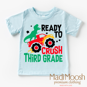 I'm Ready To Crush 3rd Grade Dinosaur Monster Truck Shirt - Back To School Tee