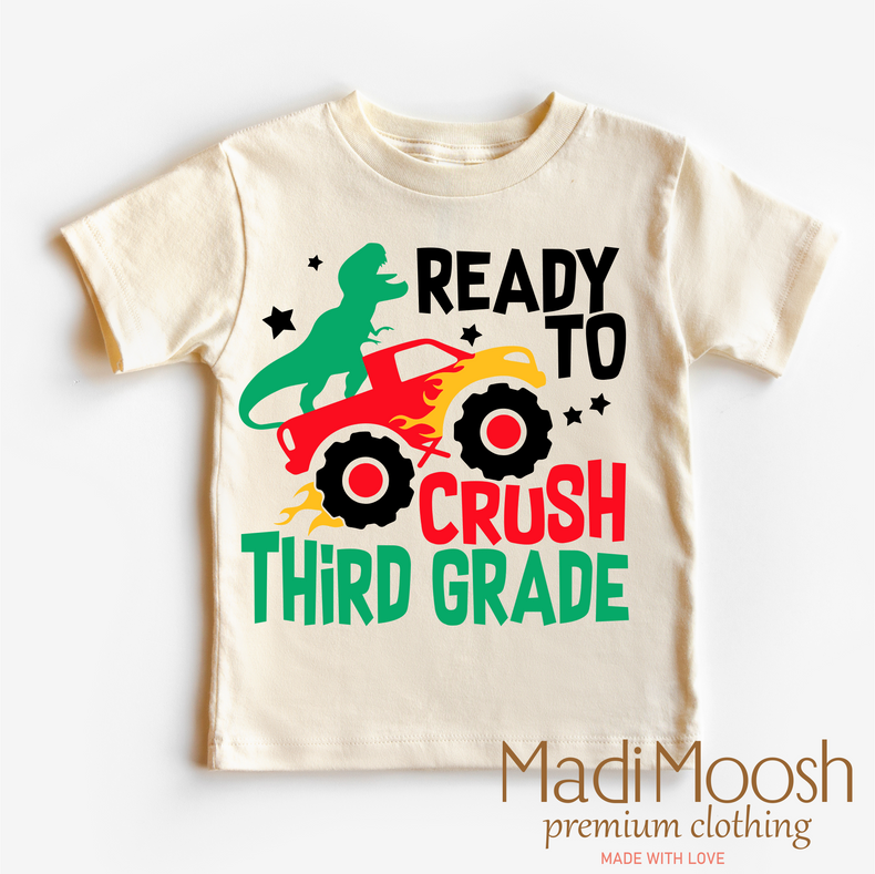 I'm Ready To Crush 3rd Grade Dinosaur Monster Truck Shirt - Back To School Tee