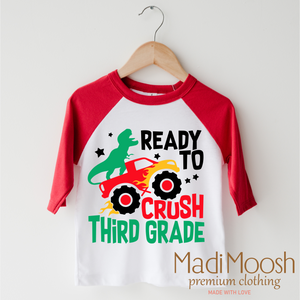 I'm Ready To Crush 3rd Grade Dinosaur Monster Truck Shirt - Back To School Tee