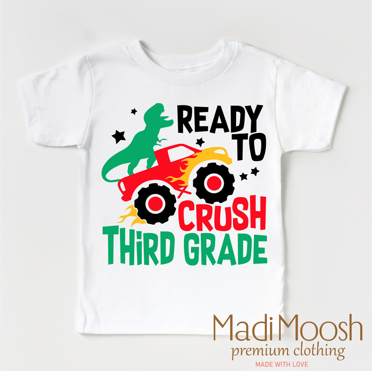 I'm Ready To Crush 3rd Grade Dinosaur Monster Truck Shirt - Back To School Tee