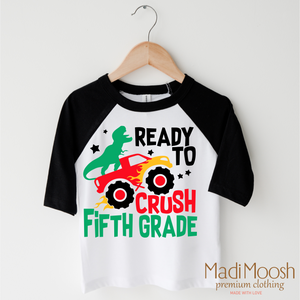 I'm Ready To Crush 5th Grade Dinosaur Monster Truck Shirt - Back To School Tee