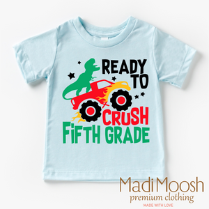 I'm Ready To Crush 5th Grade Dinosaur Monster Truck Shirt - Back To School Tee