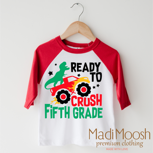 I'm Ready To Crush 5th Grade Dinosaur Monster Truck Shirt - Back To School Tee