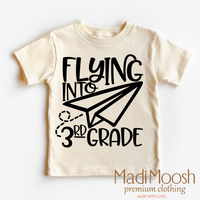 Flying Into 3rd Grade Back To School design on a natural garment.