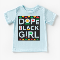 Dope Black Girl Juneteenth design on a blue garment.