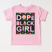 Dope Black Girl Juneteenth design on a pink garment.