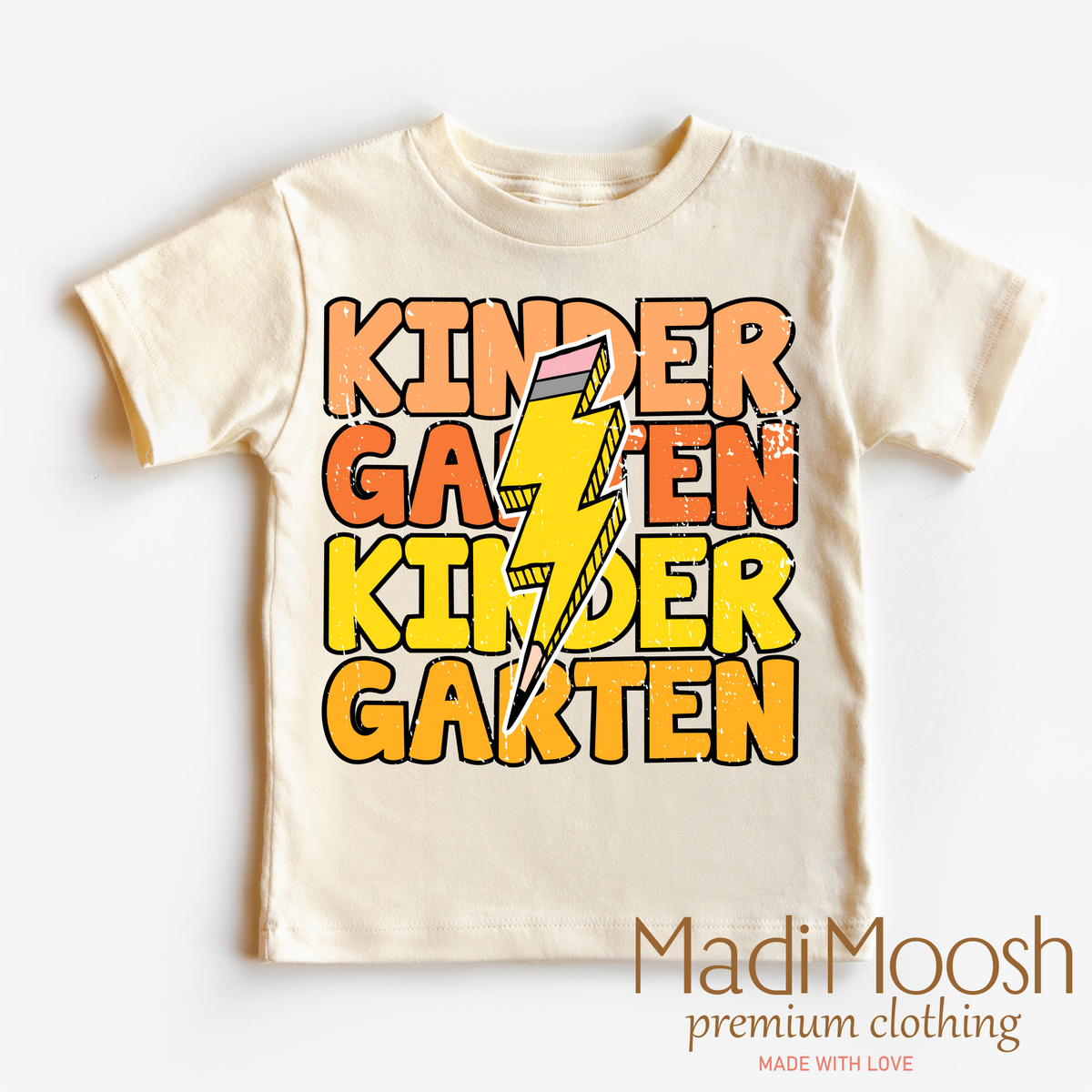 Kindergarten Lightning Bolt, School graphic T-shirt by Madi Moosh