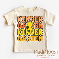 Kindergarten Lightning Bolt, School graphic T-shirt by Madi Moosh