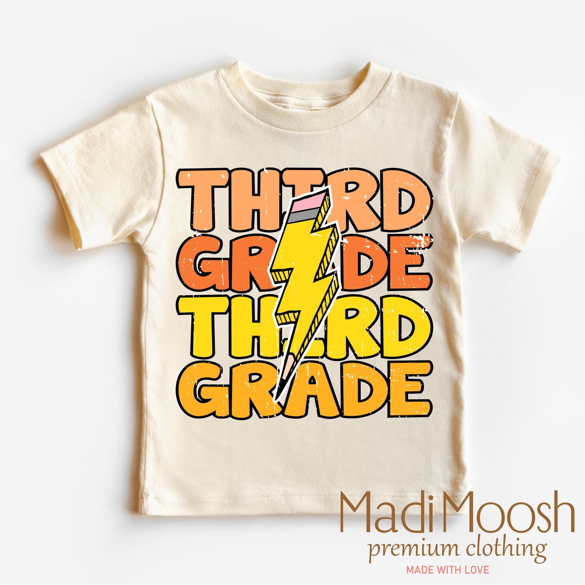 Third Grade Lightning Bolt, School graphic T-shirt by Madi Moosh