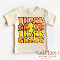 Third Grade Lightning Bolt, School graphic T-shirt by Madi Moosh