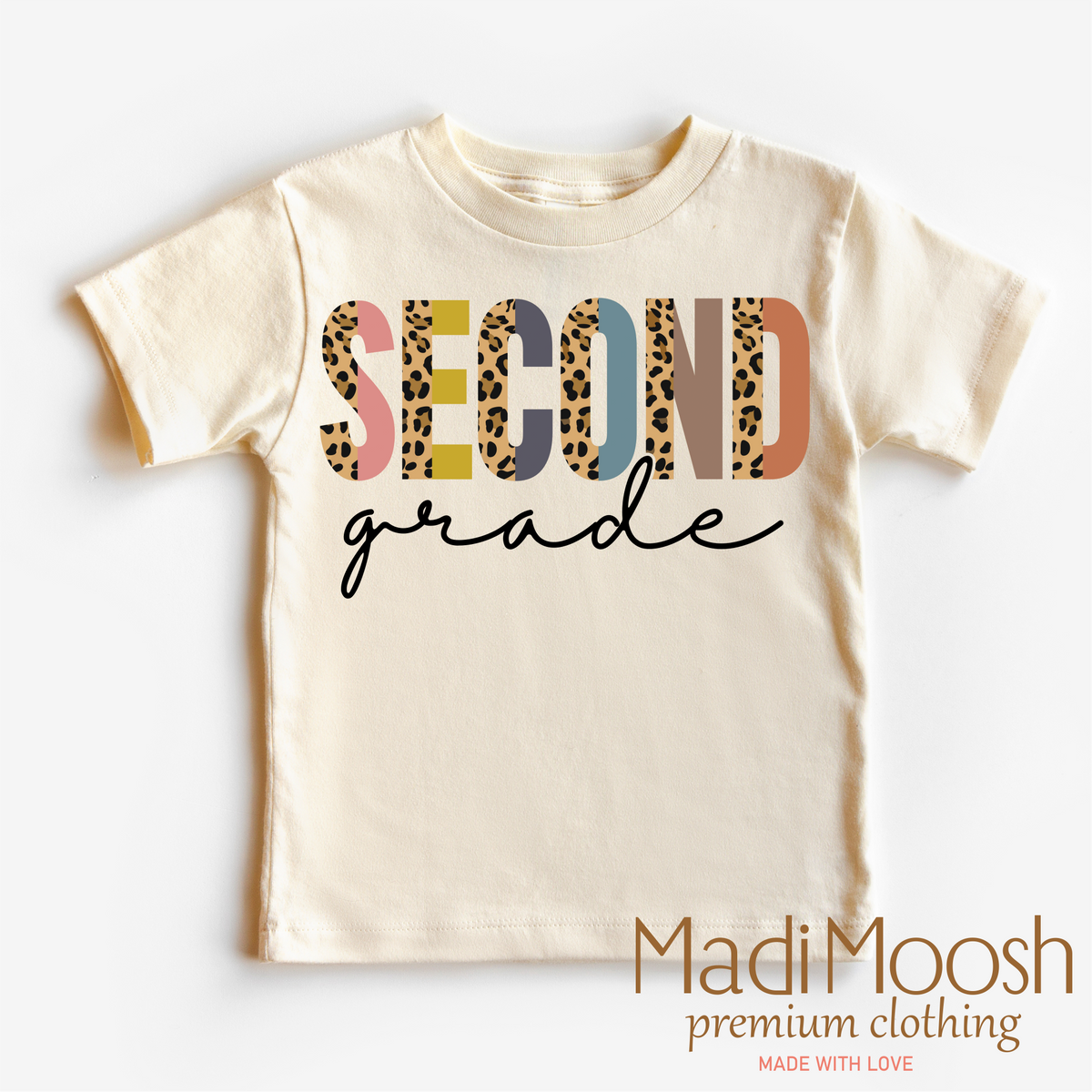Second Grade Leopard, Back To School graphic T-shirt by Madi Moosh