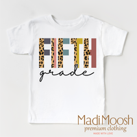 Fifth Grade design on a white short sleeve T-shirt.