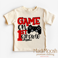 Game On First Grade Back To School graphic T-shirt by Madi Moosh