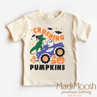 Cushing Pumpkins, Monster Truck Halloween graphic T-shirt by Madi Moosh
