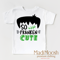 So Franken Cute, Halloween graphic T-shirt by Madi Moosh