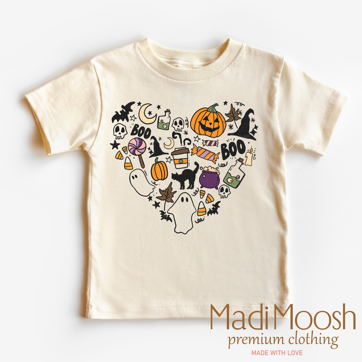 I Love Halloween Heart graphic T-shirt by Madi Moosh