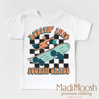 Rollin' Into 4th Back To School design on a white garment.