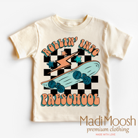 Rollin' Into Preschool Back To School graphic T-shirt by Madi Moosh
