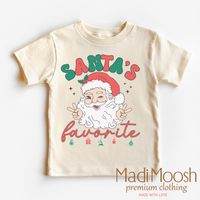 Santa's Favorite design on a natural kids T-shirt.