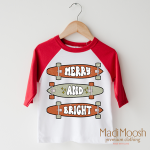 Merry And Bright Skater Christmas Shirt - Christmas Shirt