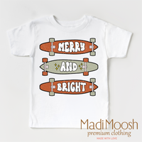 Merry And Bright Skater Christmas graphic T-shirt by Madi Moosh