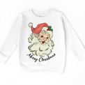 Retro Merry Christmas Santa on white kids sweatshirt