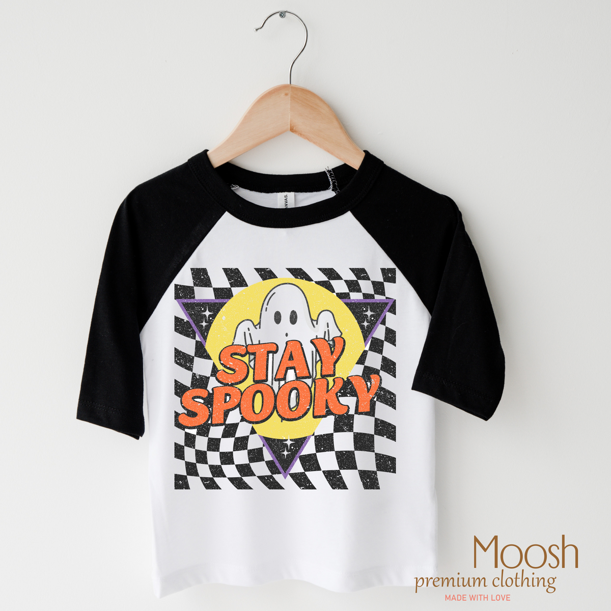 Stay Spooky Ghost Shirt product design and garment details.