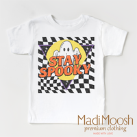 Stay Spooky Ghost, Halloween graphic T-shirt by Madi Moosh