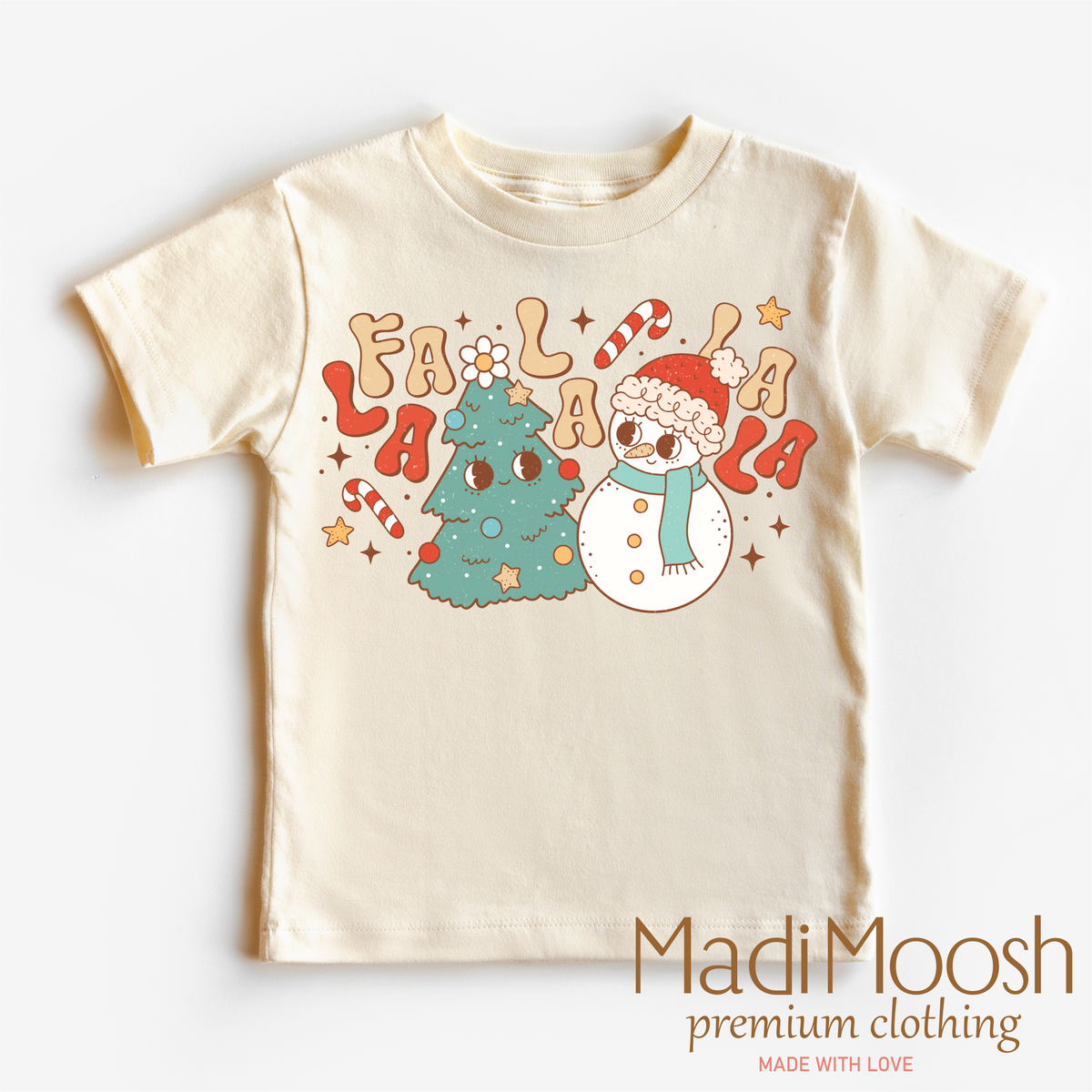 Fa La La La La Christmas Natural kids T-shirt
