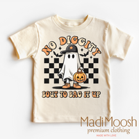 No Diggity Bout To Bag It Up design on a natural kids T-shirt.
