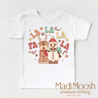 Fa La La La Christmas Shirt – Reindeer & Snowman Tee on white garment