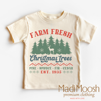 Fresh Farm Christmas Trees graphic T-shirt by Madi Moosh
