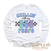 Chillin With My Peeps Easter Bunny design on a long sleeve shirt.