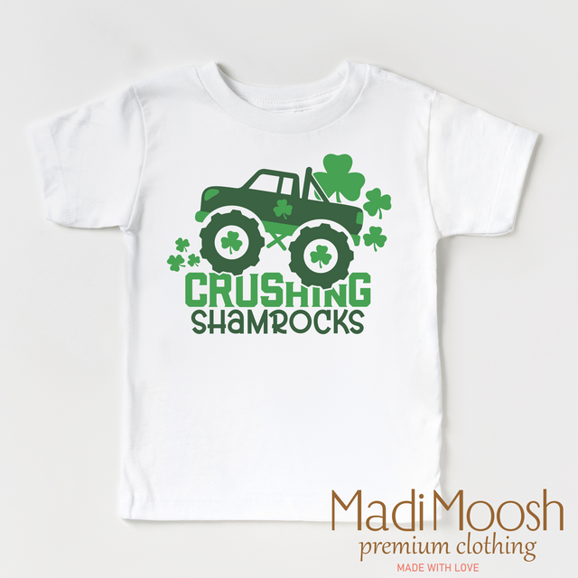 Crushing Shamrocks St. Patrick's Day Shirt - Monster Truck St. Patrick's Day Tee