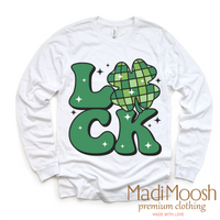 Luck Shamrock Retro St. Patrick's Day design on a long sleeve shirt.