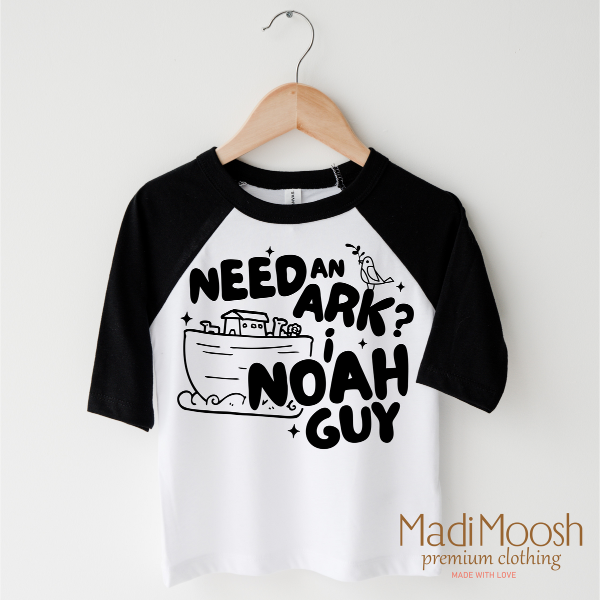 Need And Ark? I Noah Guy design on a black-accented shirt.