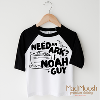 Need And Ark? I Noah Guy design on a black-accented shirt.