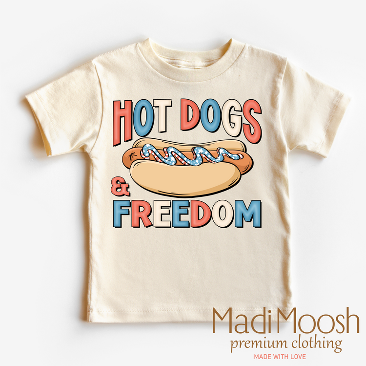 Hot Dogs And Freedom Shirt - July 4th - Madi Moosh Boutique