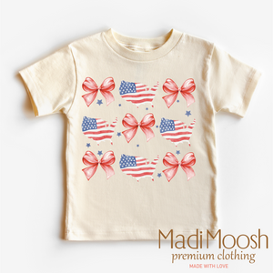 America and Bows Shirt - July 4th - American Girl