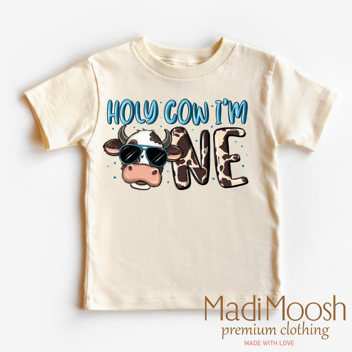 Holy Cow I'm One Birthday Boy Shirt - Cow Birthday Shirt - Madi Moosh Boutique