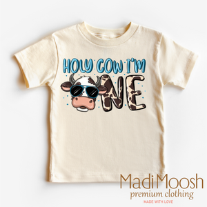 Holy Cow I'm One Birthday Boy Shirt - Cow Birthday Shirt