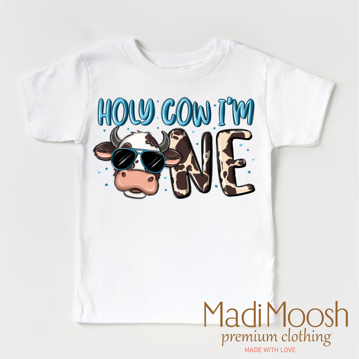 Holy Cow I'm One Birthday Boy Shirt - Cow Birthday Shirt - Madi Moosh Boutique