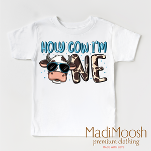 Holy Cow I'm One Birthday Boy Shirt - Cow Birthday Shirt