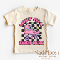 Rollin' Out Of 2nd Grade Last Day Of School design on a natural garment.