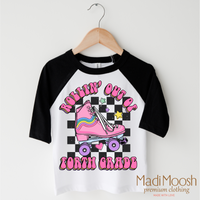Rollin' Out Of 4th Grade Last Day Of School design on a black-accented shirt.
