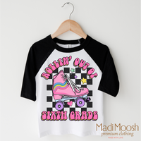 Rollin' Out Of 6th Grade Last Day Of School design on a black-accented shirt.