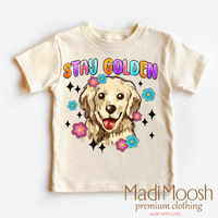 Stay Golden Golden Retriever, Cute graphic T-shirt by Madi Moosh
